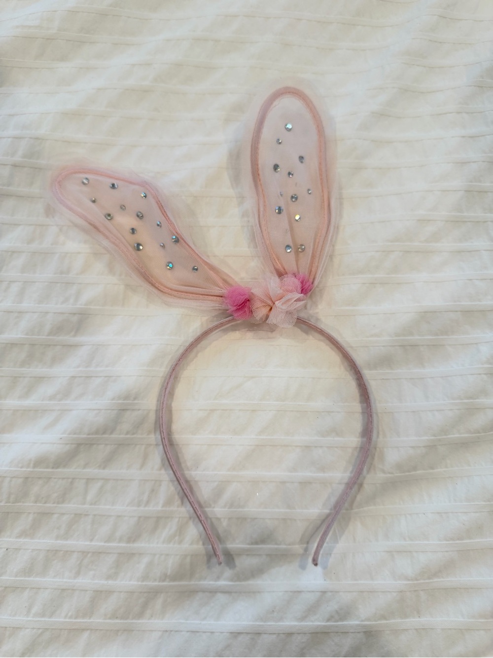 Pink bunny ears headband with crystals